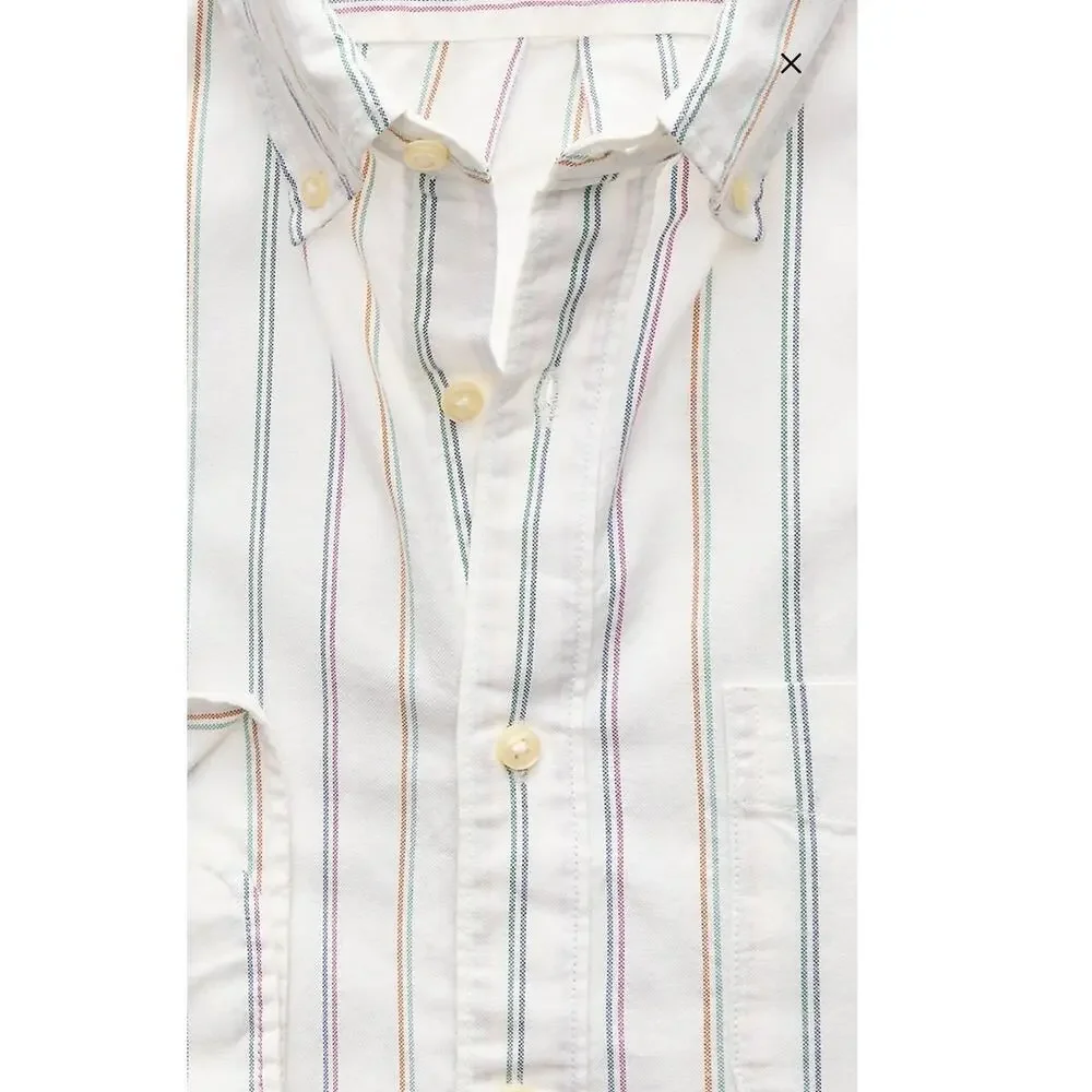 NWOT J. Crew Broken-In Organic Cotton Oxford Shirt Mark White Multi S